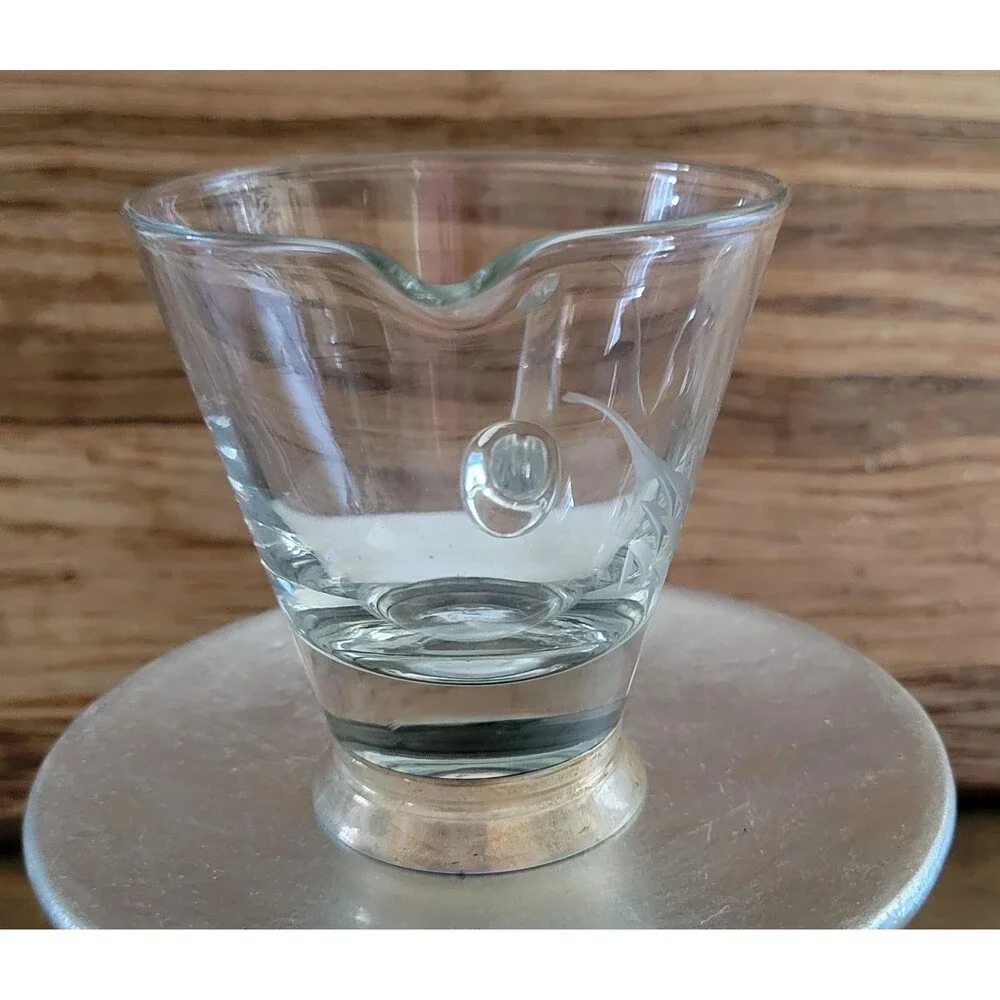 Webster Sterling Silver Plated Art Deco Etched Wheat Glass Creamer - 1950s